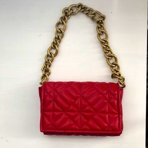 Zara Bag NEW never worn. Shoulder Chain Red Handbag Leather Quilted Evening